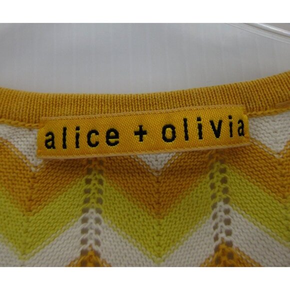 Alice Olivia Dress XS A-Line Mini Pullover Chevron Puff Sleeve - Picture 9 of 11